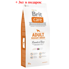 Сухий корм для дорослих собак середніх порід (вагою від 10 до 25 кг) Brit Care Adult Medium Breed Lamb & Rice 12 кг (ягня та рис)