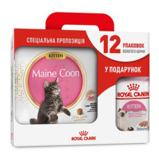 Акційний набір Royal Canin Kitten Maine Coon 4 кг + Royal Canin Kitten Maine Coon Loaf 12 шт х 85 г (домашній птах)