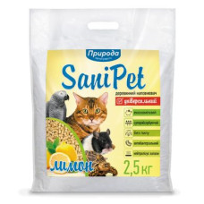 Гігієнічний наповнювач для кішок Природа Sani Pet «Лимон» 2,5 кг (деревинний)
