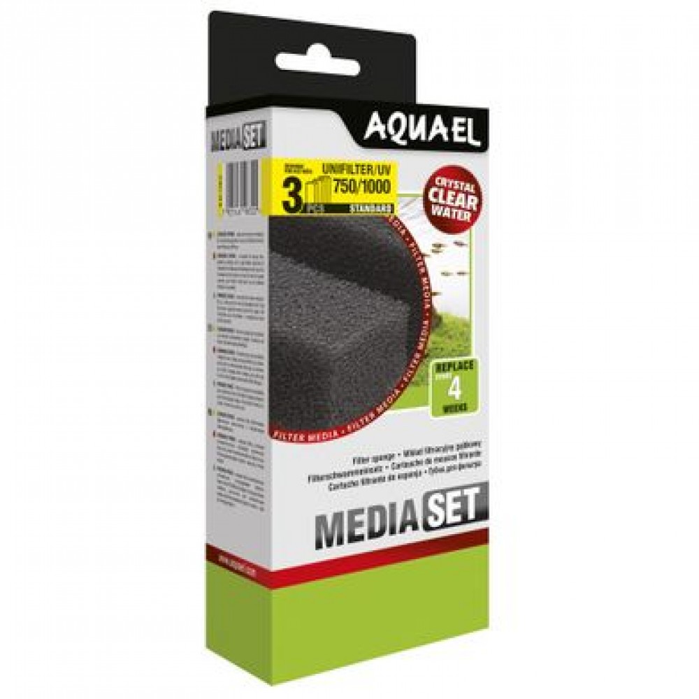 Губка Aquael «Media Set Standard» 3 шт. (для внутрішнього фільтра Aquael UNI Filter UV 750 / 1000)