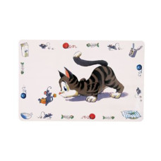 Килимок під миску Trixie «Comic Cat» 44 см / 28 см (сірий)