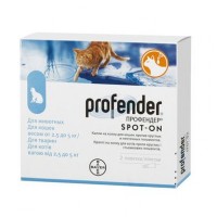 Капли на холку для кошек Bayer «Profender» (Профендер) от 2,5 до 5 кг, 1 пипетка (для лечения и профилактики гельминтозов)