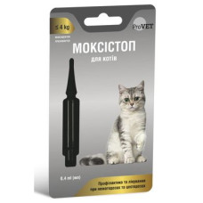 Краплі на холку для котів ProVET МОКСІСТОП до 4кг (для лікування і профілактики гельмінтозів) 1 піпетка