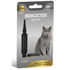 Краплі на холку для котів ProVET МОКСІСТОП від 4-10кг (для лікування і профілактики гельмінтозів) 1 піпетка