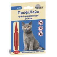 Краплі на холку для котів ProVET «ПрофіЛайн» до 4 кг, 1 піпетка (від зовнішніх паразитів)