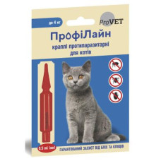Краплі на холку для котів ProVET «ПрофіЛайн» до 4 кг, 1 піпетка (від зовнішніх паразитів)