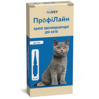 Краплі на холку для котів ProVET «ПрофіЛайн» до 4 кг, 4 піпетки (від зовнішніх паразитів)