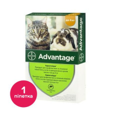 Краплі на холку для котів та кролів Bayer «Advantage» (Адвантейдж) до 4 кг, 1 піпетка (від зовнішніх паразитів) - rds