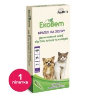 Краплі на холку для котів та собак дрібних порід ProVET «ЕкоВет» 1 піпетка (від зовнішніх паразитів) - cts