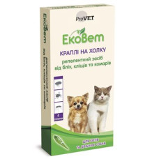 Краплі на холку для котів ProVET «ЕкоВет», 4 піпетки (від зовнішніх паразитів)
