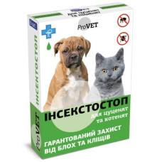 Краплі на холку для котів та собак ProVET «Інсектостоп» до 3 кг, 6 піпеток (від зовнішніх паразитів) - dgs
