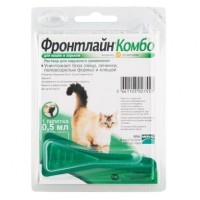 Краплі на холку для котів та тхорів Merial «Frontline Combo» (Фронтлайн Комбо) від 2 кг, 1 піпетка (від зовнішніх паразитів) - rds