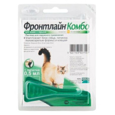Краплі на холку для котів та тхорів Merial «Frontline Combo» (Фронтлайн Комбо) від 2 кг, 1 піпетка (від зовнішніх паразитів) - rds