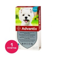 Капли на холку для собак Bayer «Advantix» (Адвантикс) от 4 до 10 кг, 1 пипетка (от внешних паразитов)