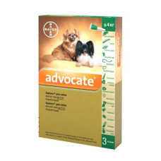 Краплі на холку для собак Bayer «Advocate» (Адвокат) до 4 кг, 3 піпетки (від зовнішніх та внутрішніх паразитів)