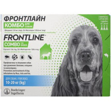 Краплі на холку для собак Merial «Frontline Combo» (Фронтлайн Комбо) від 10 до 20 кг, 3 піпетки (від зовнішніх паразитів)