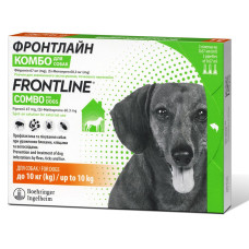 Краплі на холку для собак Merial «Frontline Combo» (Фронтлайн Комбо) від 2 до 10 кг, 3 піпетки (від зовнішніх паразитів)
