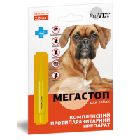 Капли на холку для собак ProVET «Мега Стоп» от 10 до 20 кг, 1 пипетка (от внешних и внутренних паразитов)