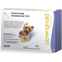 Краплі на холку для собак Стронгхолд 12% 0,25 мл від 2,5 до 5 кг, 3 піпетки (від зовнішніх і внутрішніх паразитів)
