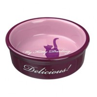 Миска керамічна Trixie «My Kitty Darling» 200 мл / 12 см (фіолетова, коричнева, біла)