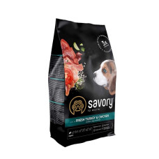 Корм сухий Savory Puppy rich in Fresh Turkey and Chicken для цуценят всіх порід зі свіжою індичкою і куркою 3 кг