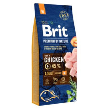 Сухий корм для дорослих собак середніх порід (вагою від 10 до 25 кг) Brit Premium Adult M 15 кг (курка)
