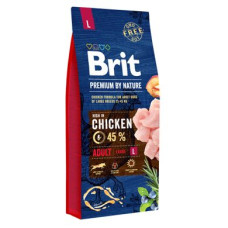 Сухий корм для дорослих собак великих порід (вагою від 25 до 45 кг) Brit Premium Adult L 15 кг (курка)