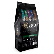 Сухий корм для дорослих вередливих котів Savory 8 кг (індичка та качка)