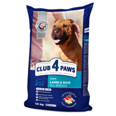 Сухий корм для собак усіх порід Club 4 Paws Premium 14 кг (ягня та рис)