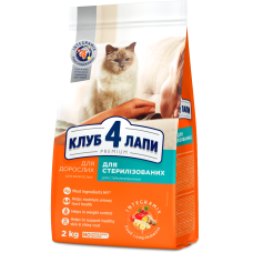 Сухий корм для стерилізованих котів Клуб 4 Лапи Premium 2 кг (курка)
