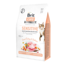 Сухий корм для вибагливих котів Brit Care Cat GF Sensitive HDigestion & Delicate Taste 400 г (індичка і лосось)