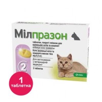 Таблетки для котів та кошенят KRKA «Мілпразон» від 0,5 до 2 кг, 1 таблетка (для лікування та профілактики гельмінтозів)