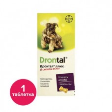 Таблетки для собак Bayer «Drontal Plus» (Дронтал Плюс) на 10 кг, 1 таблетка (для лікування та профілактики гельмінтозів)