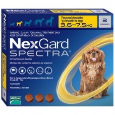 Таблетки для собак Merial «NexGard Spectra» (Нексгард Спектра) від 3,6 до 7,5 кг, 3 таблетки (від зовнішніх та внутрішніх паразитів)