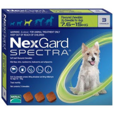 Таблетки для собак Merial «NexGard Spectra» (Нексгард Спектра) від 7,6 до 15 кг, 3 таблетки (від зовнішніх та внутрішніх паразитів)