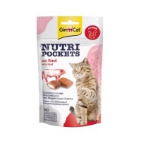 Витаминные лакомства для кошек GimCat Nutri Pockets Говядина+Солод 60 г (для чувствительного пищеварения)