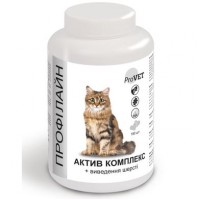 Витаминно-минеральная добавка для котов ProVET Профілайн Актив комплекс + выведение шерсти 180 табл, 145 г