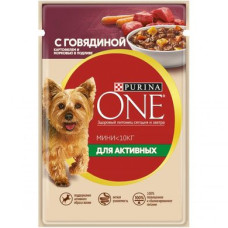 Вологий корм для активних собак малих порід Purina One Mini Active pouch 100 г (яловичина)