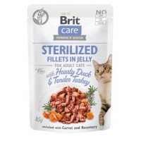Вологий корм для кастрованих котів Brit Care Adult Sterilised Hearty Duck & Tender Turkey 85 г (качка і індичка в желе)