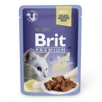 Вологий корм для котів Brit Premium Cat Beef Fillets Jelly pouch 85 г (філе яловичини в желе)