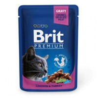 Вологий корм для котів Brit Premium Cat Chicken & Turkey pouch 100 г (курка та індичка)