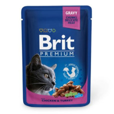 Вологий корм для котів Brit Premium Cat Chicken & Turkey pouch 100 г (курка та індичка)