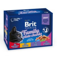 Вологий корм для котів Brit Premium Cat Family Plate pouches 1200 г (асорті з 4 смаків «Сімейна тарілка»)