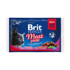 Вологий корм для котів Brit Premium Cat Meat Plate pouches 400 г (асорті з 2 смаків «М'ясна тарілка»)