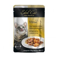 Вологий корм для котів Edel Cat pouch 100 г (курка та качка в желе)