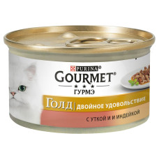 Вологий корм для котів Gourmet Gold Double Delice Duck & Turkey 85 г (качка та індичка)