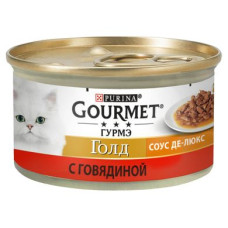 Вологий корм для котів Gourmet Gold Соус де-люкс 85 г (яловичина)