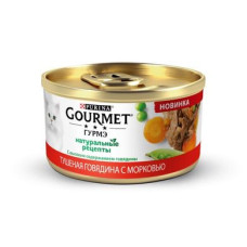 Вологий корм для котів Gourmet натуральні рецепти 85 г (яловичина та морква)