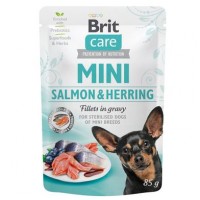 Вологий корм для собак Brit Care Mini pouch 85 g філе в соусі (лосось та оселедець)