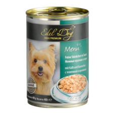Вологий корм для собак Edel Dog 400 г (телятина та кролик в соусі)